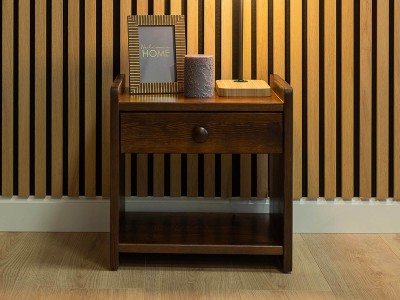 Comodino in legno WIKI, colore noce