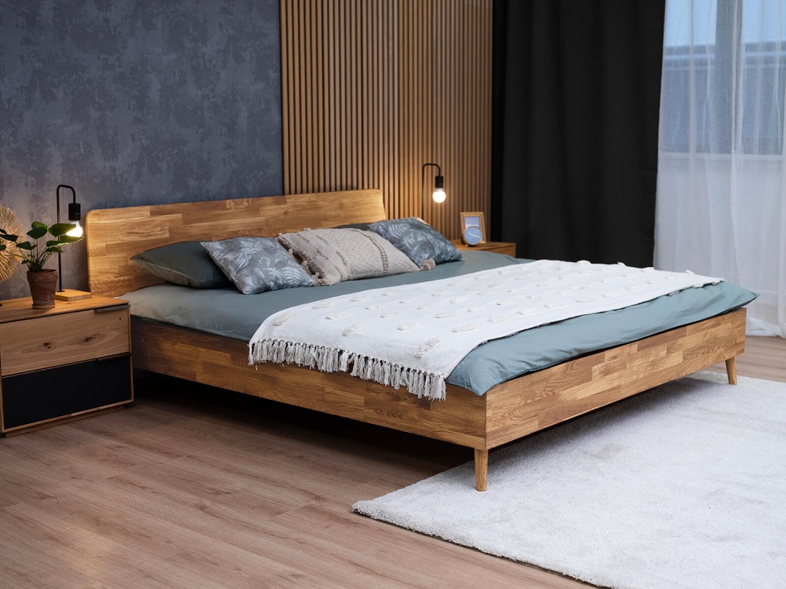 Letto in rovere 140x200 Bergen olio intenso