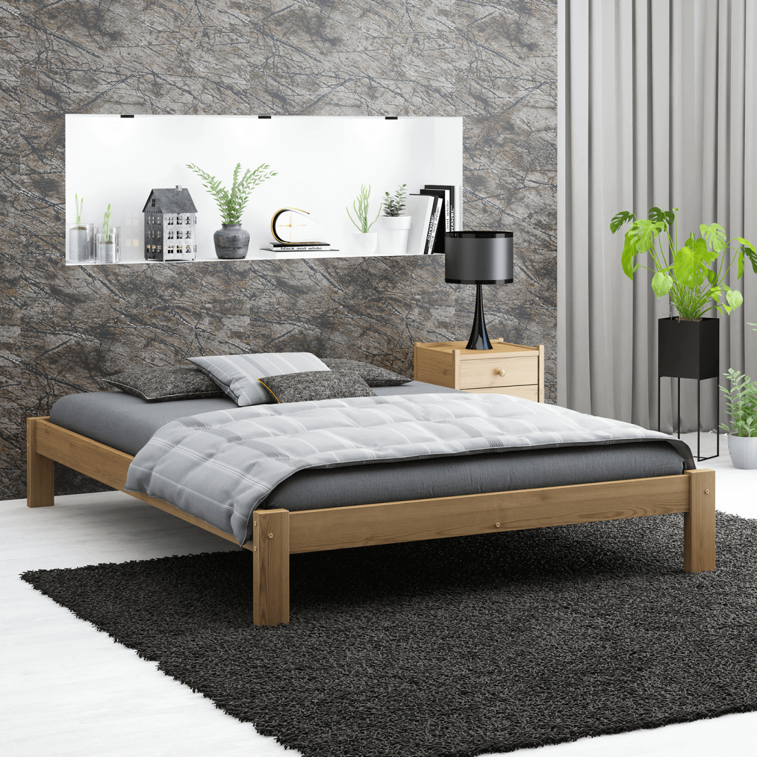 Letto in pino 160x200 Liliana rovere