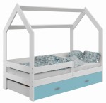 Lettino Montessori 80x160 cm a Casetta Bianco e sponde D3