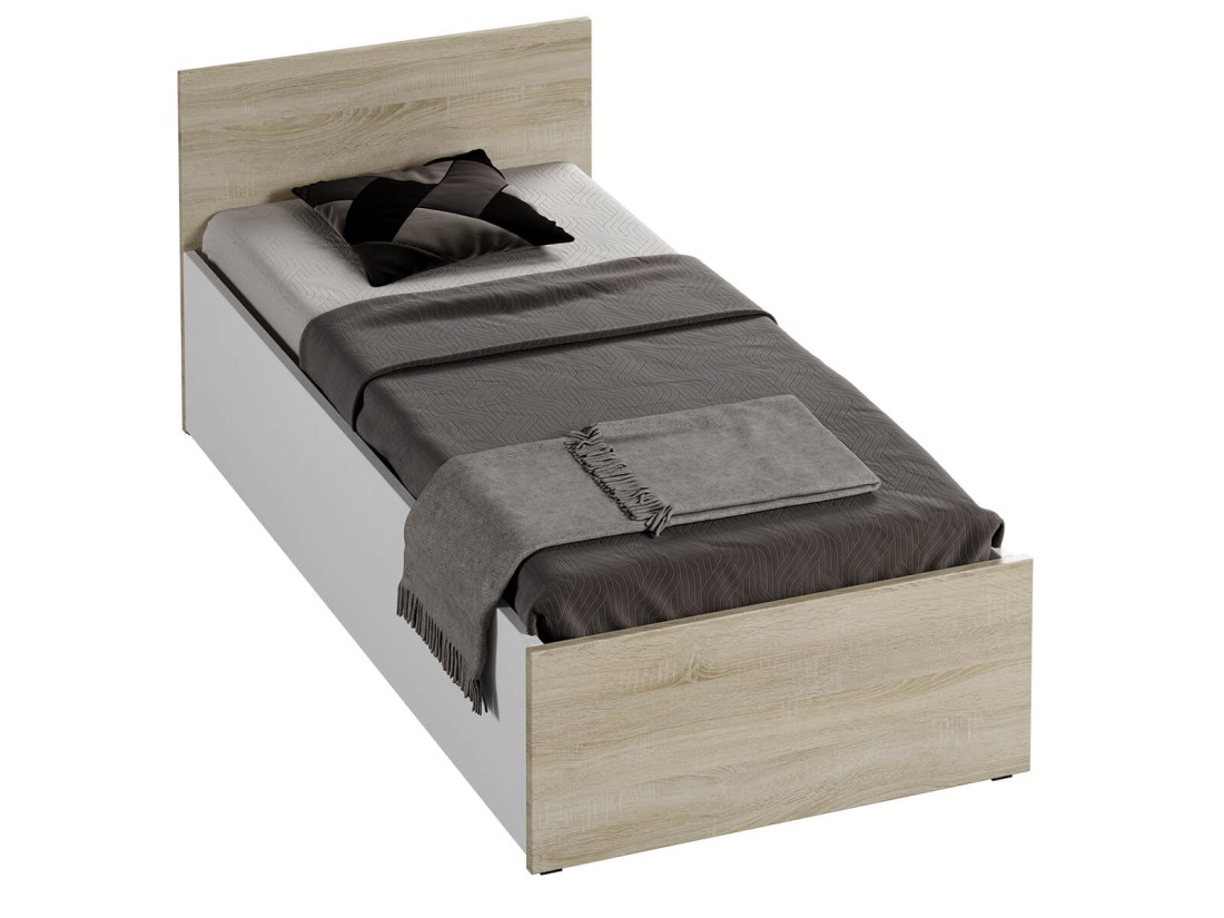 Letto 90x200 DM1 rovere Sonoma/fianchi bianchi