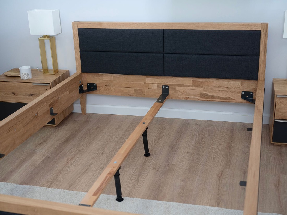 Letto in rovere 180x200cm imbottito Belagio Grafite