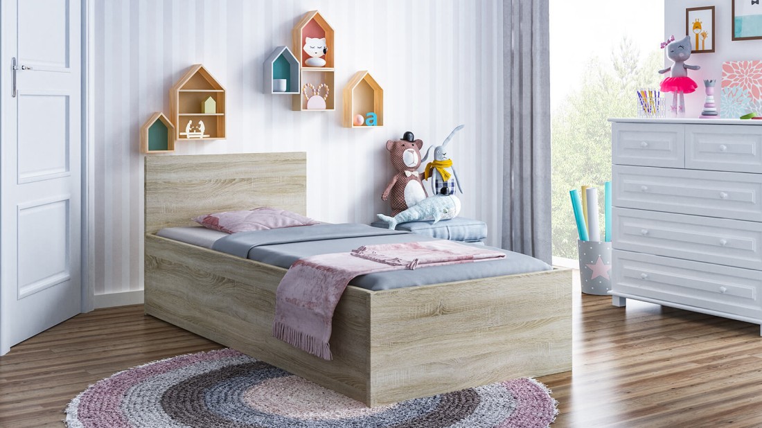 Letto con materasso 90x200 DM1 rovere Sonoma