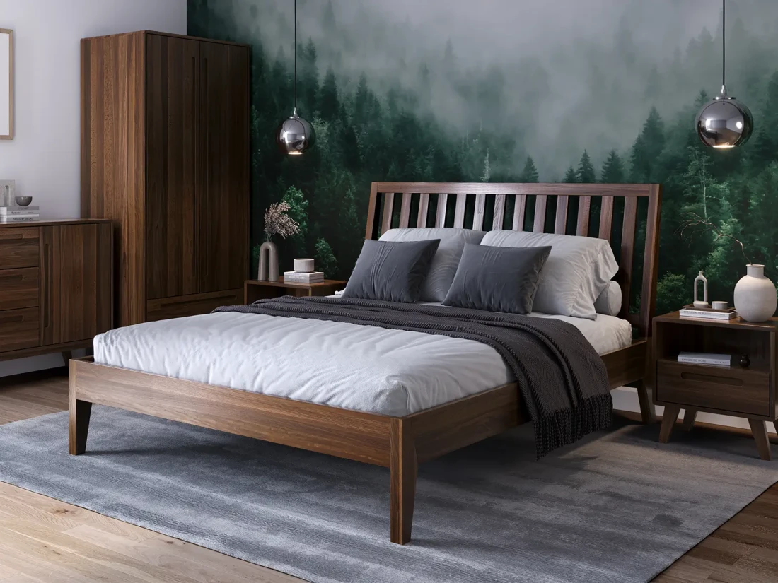 Letto in faggio 180x200 Beskid 01 Noce scuro