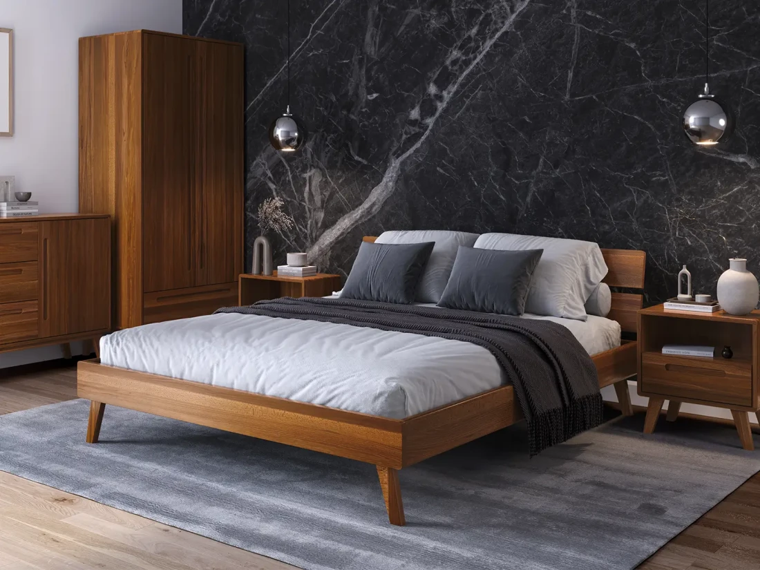 Letto in legno 180x200 di faggio Beskid 02 rovere rustico