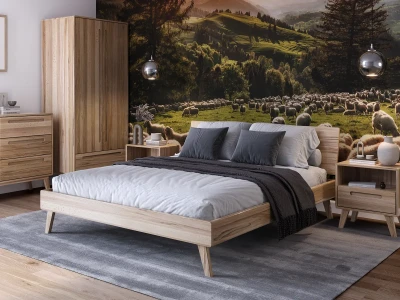 Letto in legno 140x200 di faggio Beskid 03 faggio naturale