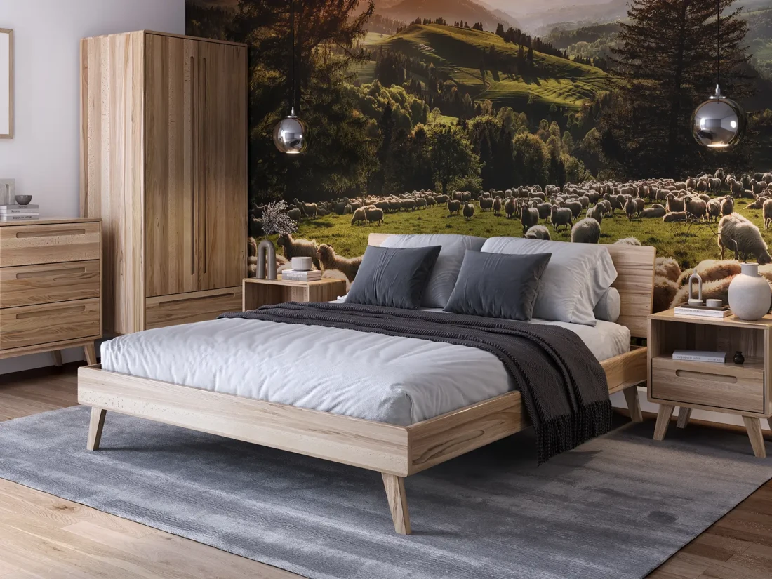 Letto in legno 180x200 di faggio Beskid 03 faggio naturale