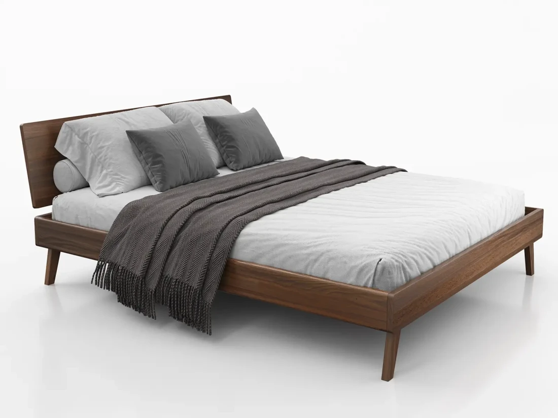 Letto in legno 160x200 di faggio Beskid 03 Noce scuro