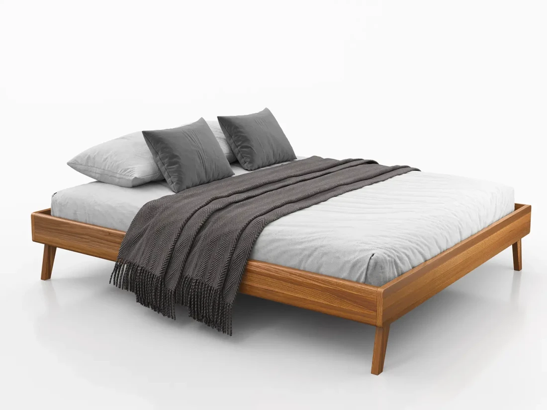 Letto senza poggiatesta 140x200 in legno faggio Beskid 04 rovere rustico