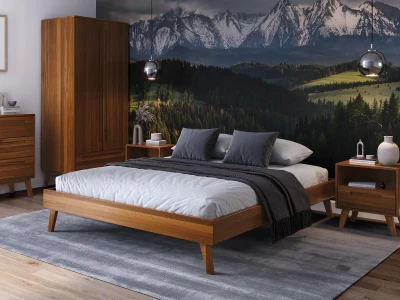 Letto senza poggiatesta 160x200 in legno faggio Beskid 04 rovere rustico