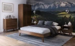Letto senza poggiatesta 180x200 in legno faggio Beskid 04 Noce scuro