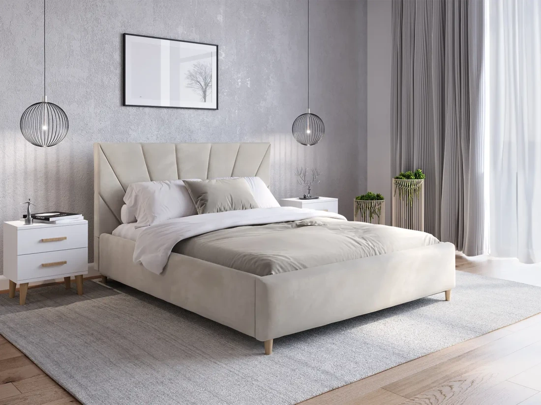 Letto imbottito 160x200 scandinavo Scandi Line 3 Velvet Grigio