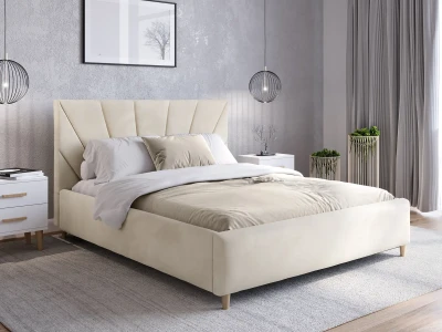 Letto imbottito 160x200 scandinavo Scandi Line 3 Velvet Beige
