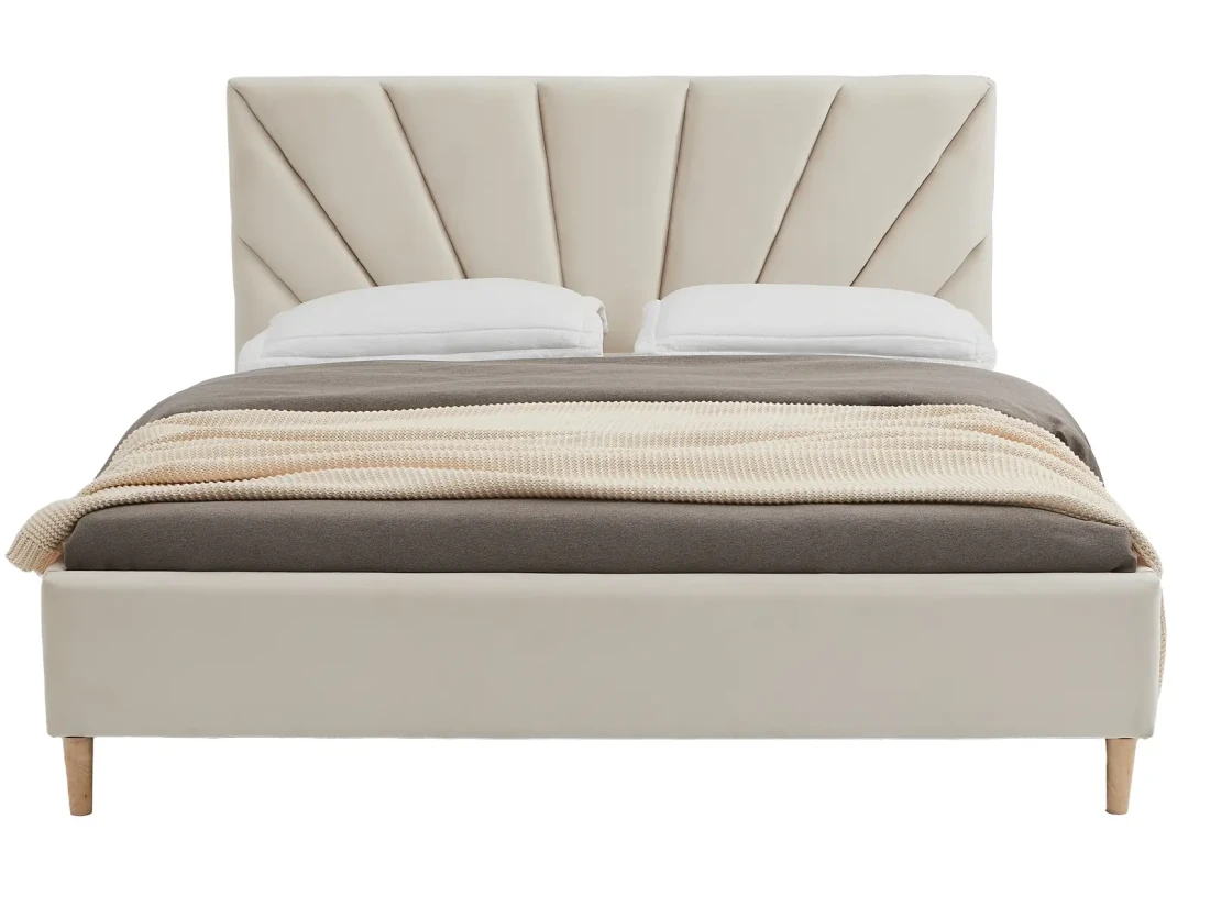 Letto imbottito 160x200 scandinavo Scandi Line 3 Velvet Beige