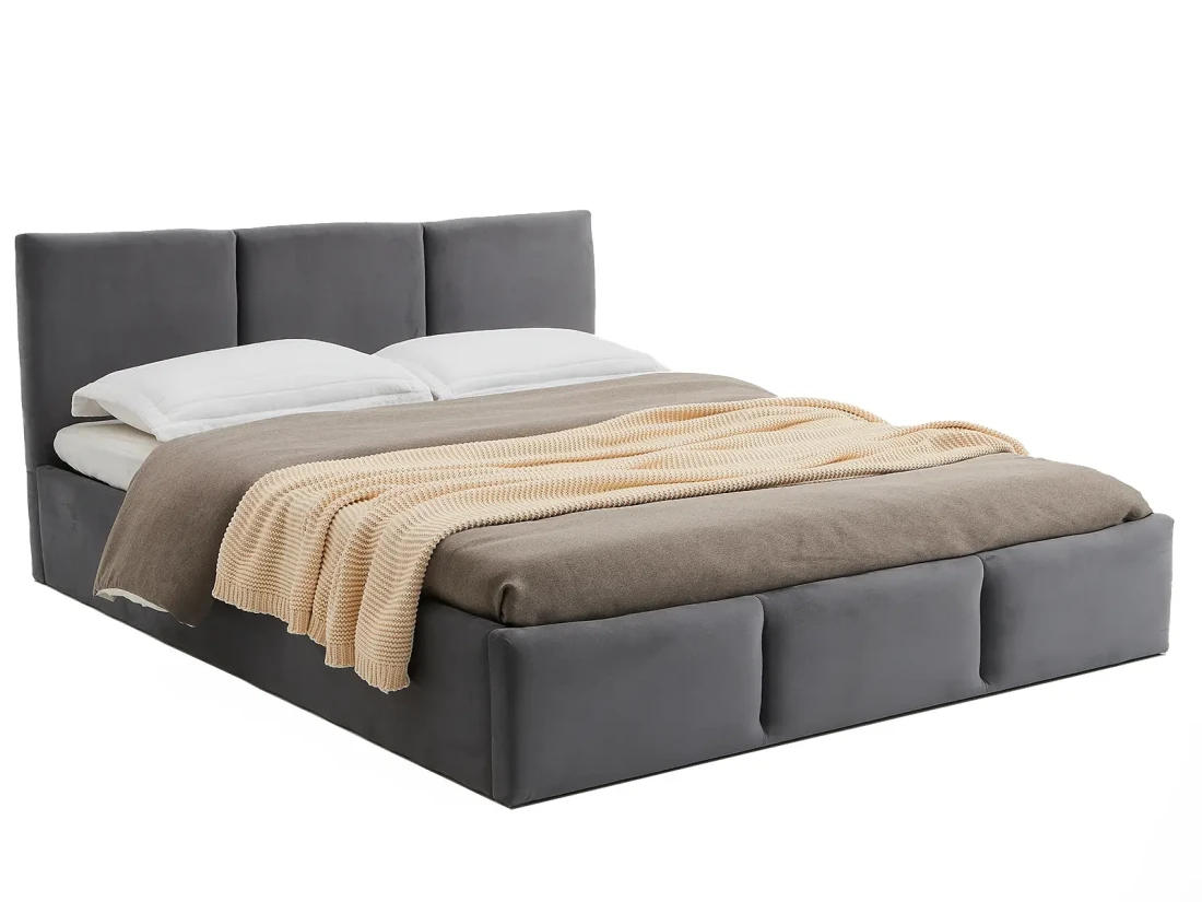 Letto imbottito 160x200 con materasso e contenitore TOP line 7 Velvet Grafite