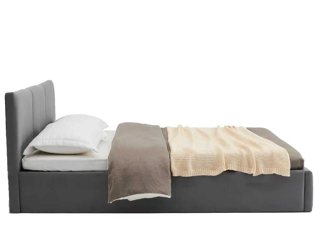 Letto imbottito 160x200 con materasso e contenitore TOP line 7 Velvet Grafite