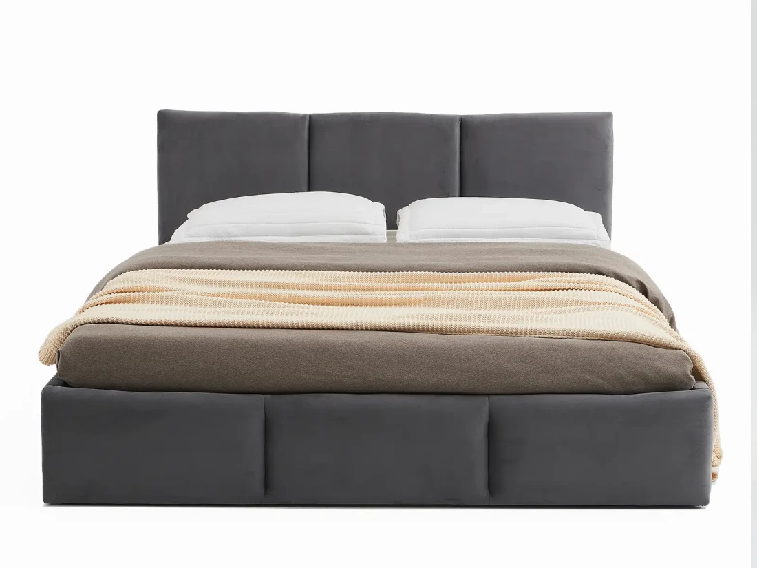 Letto imbottito 160x200 con materasso e contenitore TOP line 7 Velvet Grafite