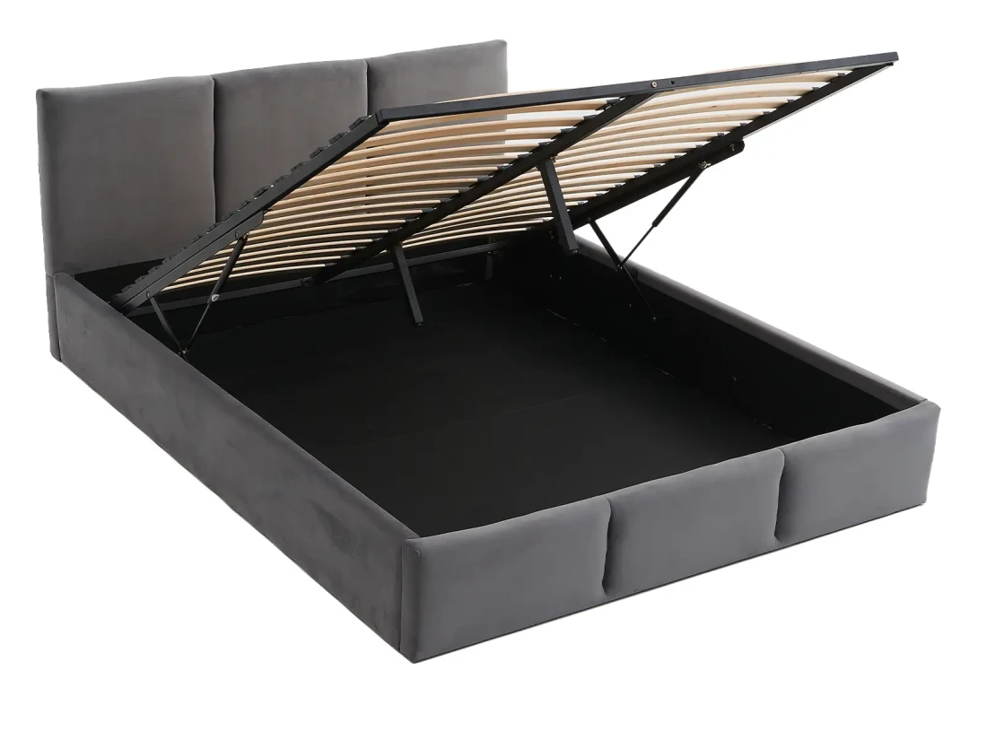 Letto imbottito 160x200 con materasso e contenitore TOP line 7 Velvet Grafite