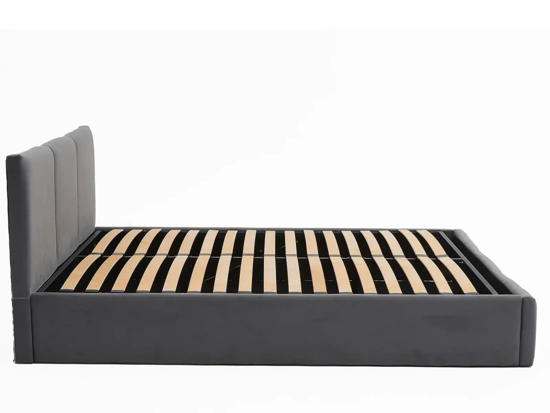 Letto imbottito 160x200 con materasso e contenitore TOP line 7 Velvet Grafite