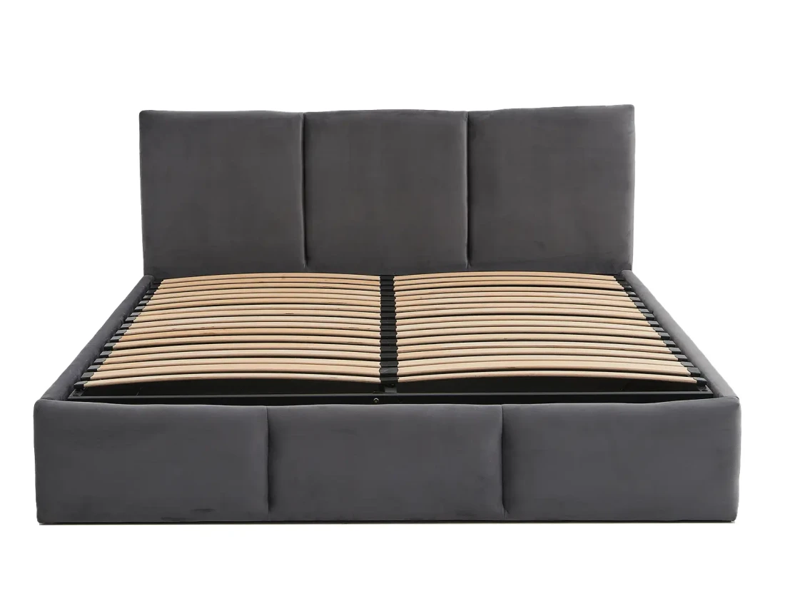 Letto imbottito 160x200 con materasso e contenitore TOP line 7 Velvet Grafite