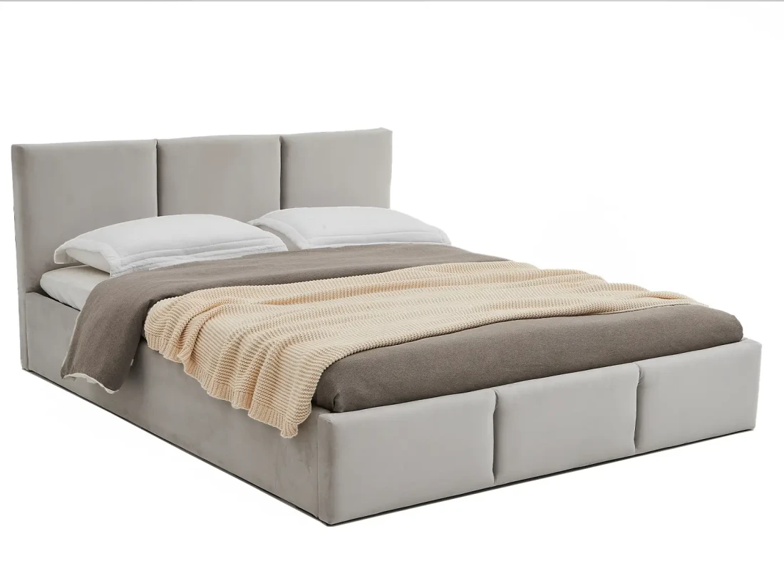 Letto imbottito 160x200 con materasso e contenitore TOP line 7 Velvet grigio