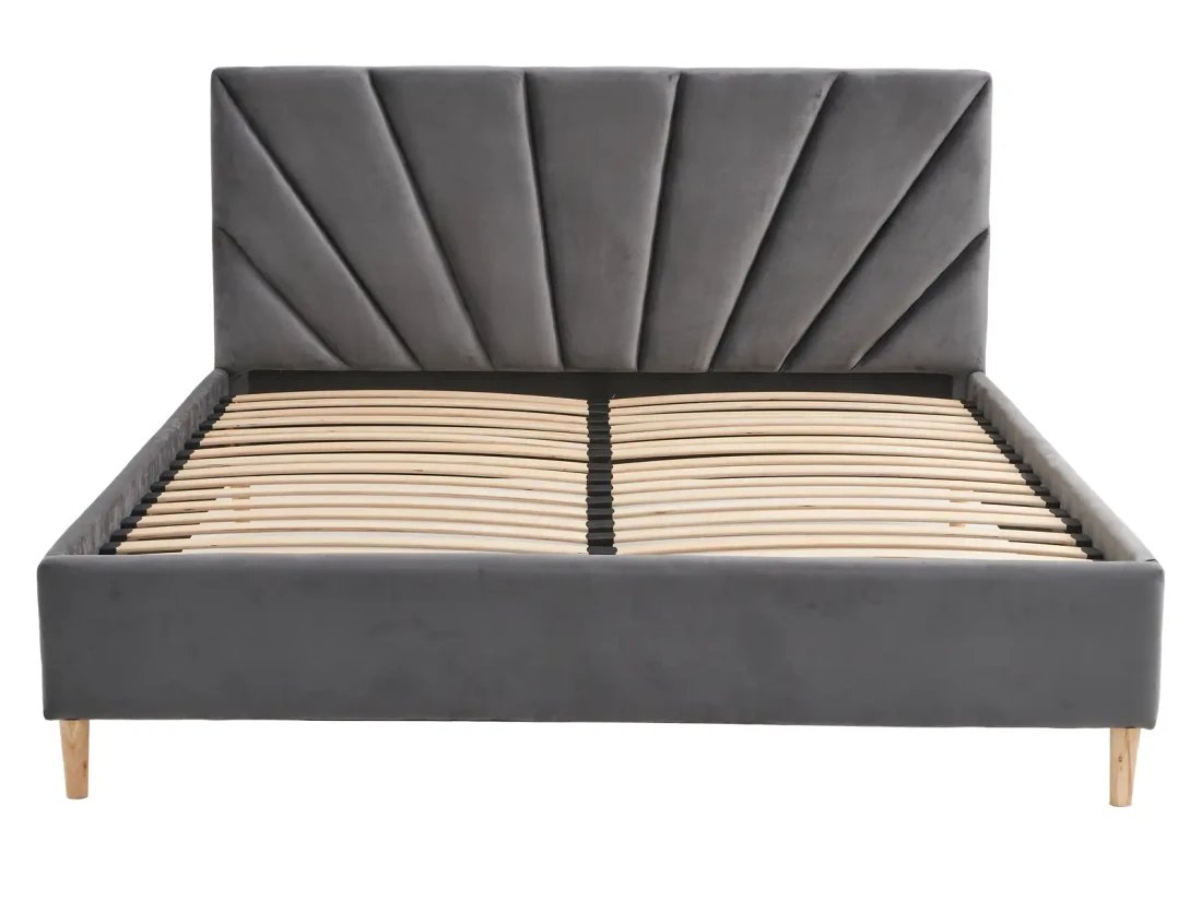 Letto imbottito 140x200 con materasso Scandi Line 3 Velvet Grafite
