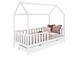 Lettino Montessori 80x160 cm a Casetta Bianco con cassettone e sponde D7S