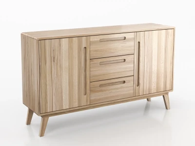 Cassettiera Beskid 3S2D in legno di faggio, larghezza 155 cm, faggio naturale