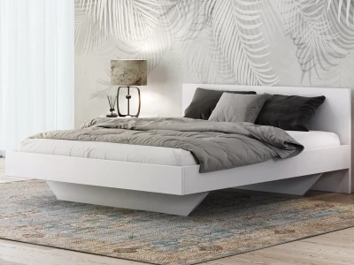 Letto levitante 160x200 bianco DM2 realizzato con pannello per mobili