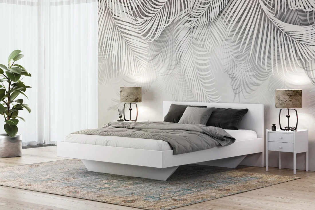 Letto levitante 120x200 bianco DM2 realizzato con pannello per mobili