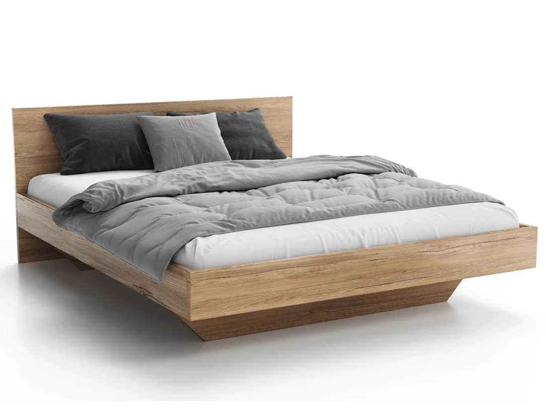 Letto levitante 160x200 rovere artigianale DM2 realizzato con pannello per mobili