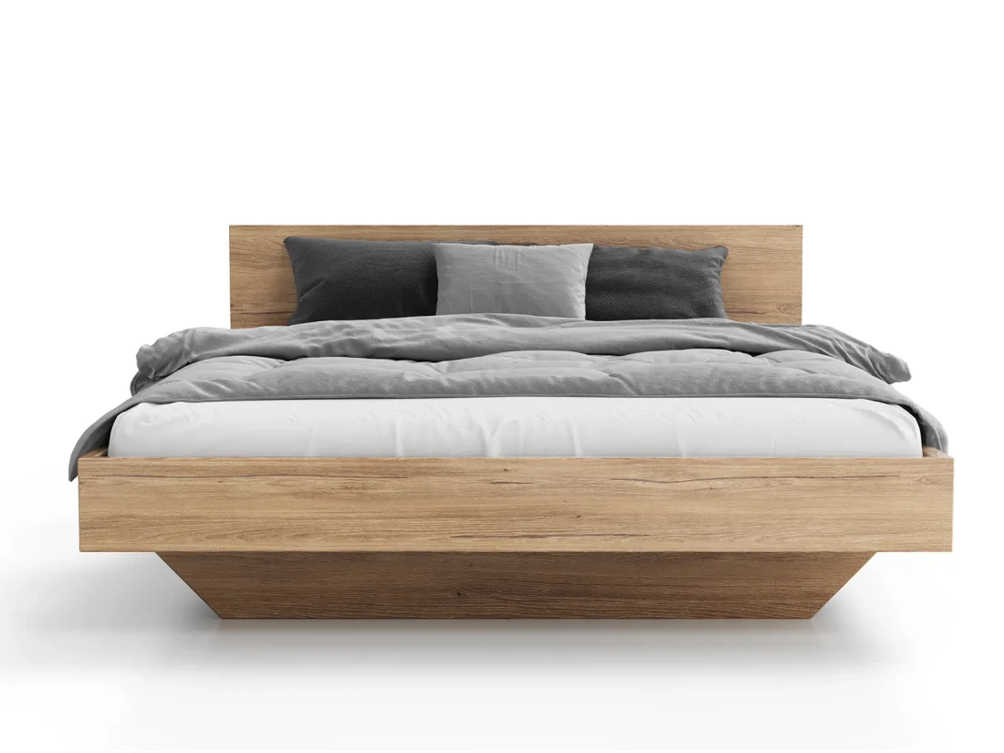 Letto levitante 120x200 rovere artigianale DM2 realizzato con pannello per mobili