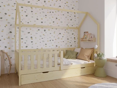 Lettino Montessori 80x160 cm a Casetta Pino con cassettone e sponde D7S