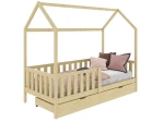 Lettino Montessori 80x160 cm a Casetta Pino con cassettone e sponde D7S