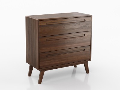 Cassettiera Beskid 3S in legno di faggio, larghezza 90 cm, noce scuro