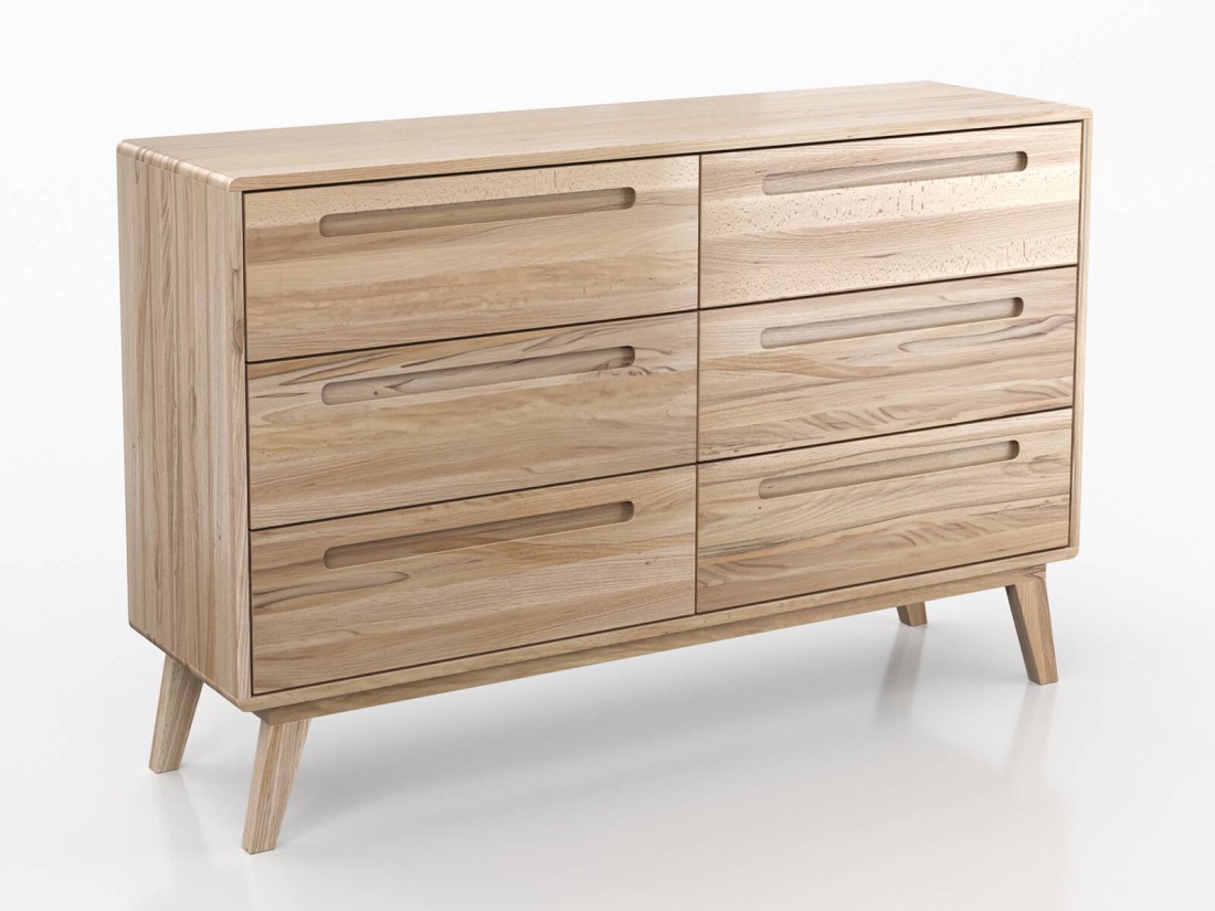 Cassettiera in faggio Beskid 6S Larghezza 140 cm faggio naturale