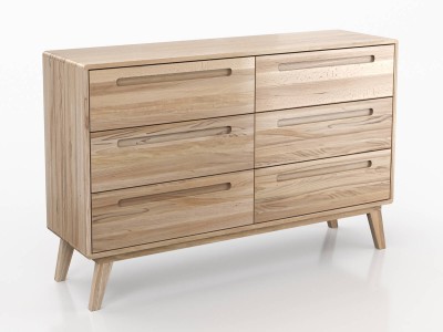 Cassettiera in faggio Beskid 6S Larghezza 140 cm faggio naturale