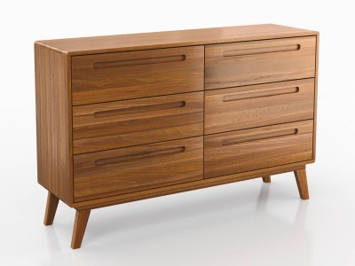 Cassettiera in faggio Beskid 6S Larghezza 140 cm rovere rustikal
