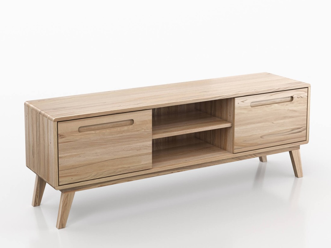 Armadio RTV in legno di faggio Beskid Larghezza 155 cm faggio naturale