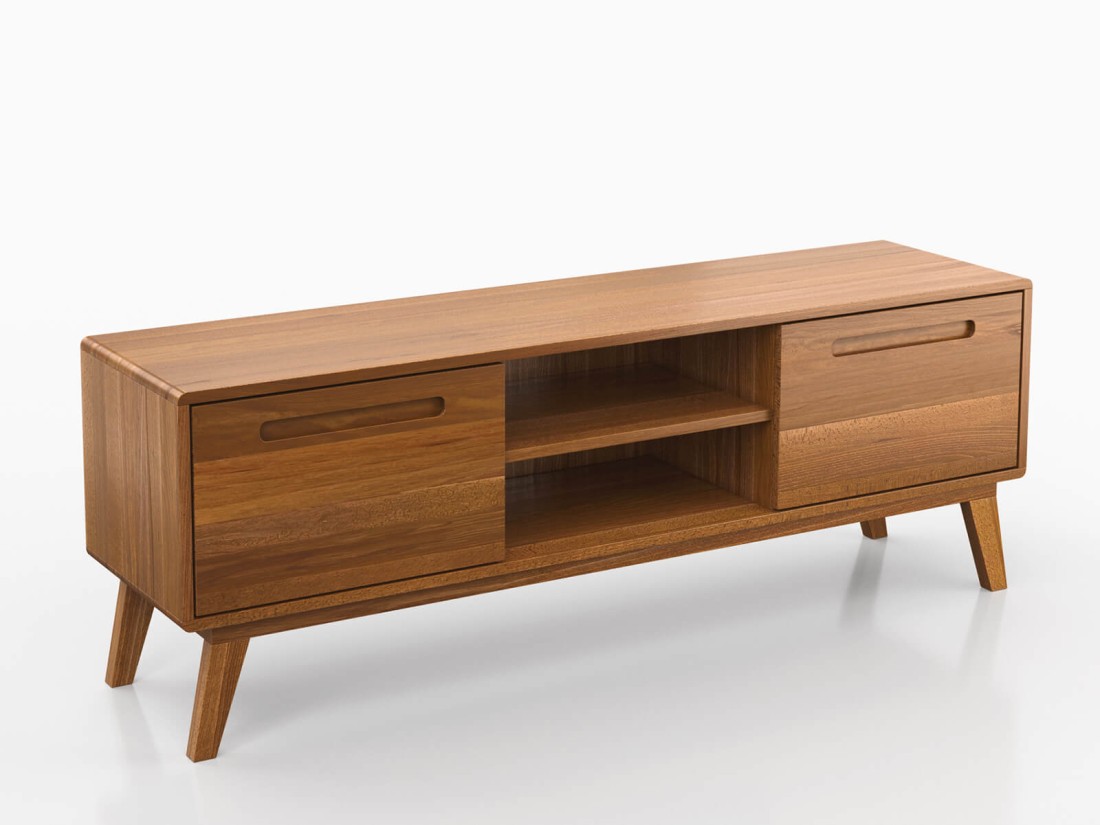 Armadio RTV in legno di faggio Beskid Larghezza 155 cm rovere rustikal