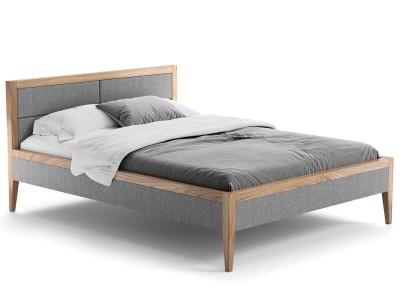 Letto in rovere 140x200cm imbottito Belagio Grigio