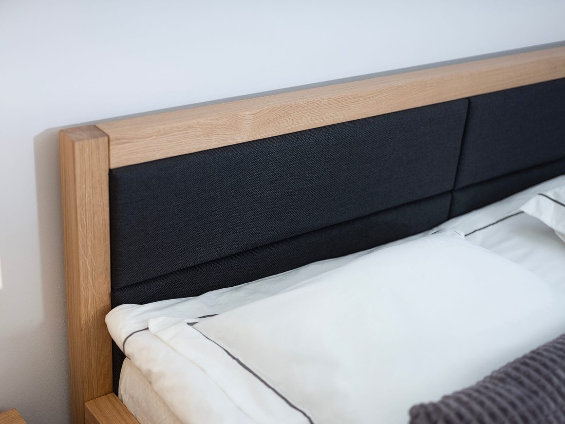 Letto in rovere 140x200cm imbottito Belagio Grigio