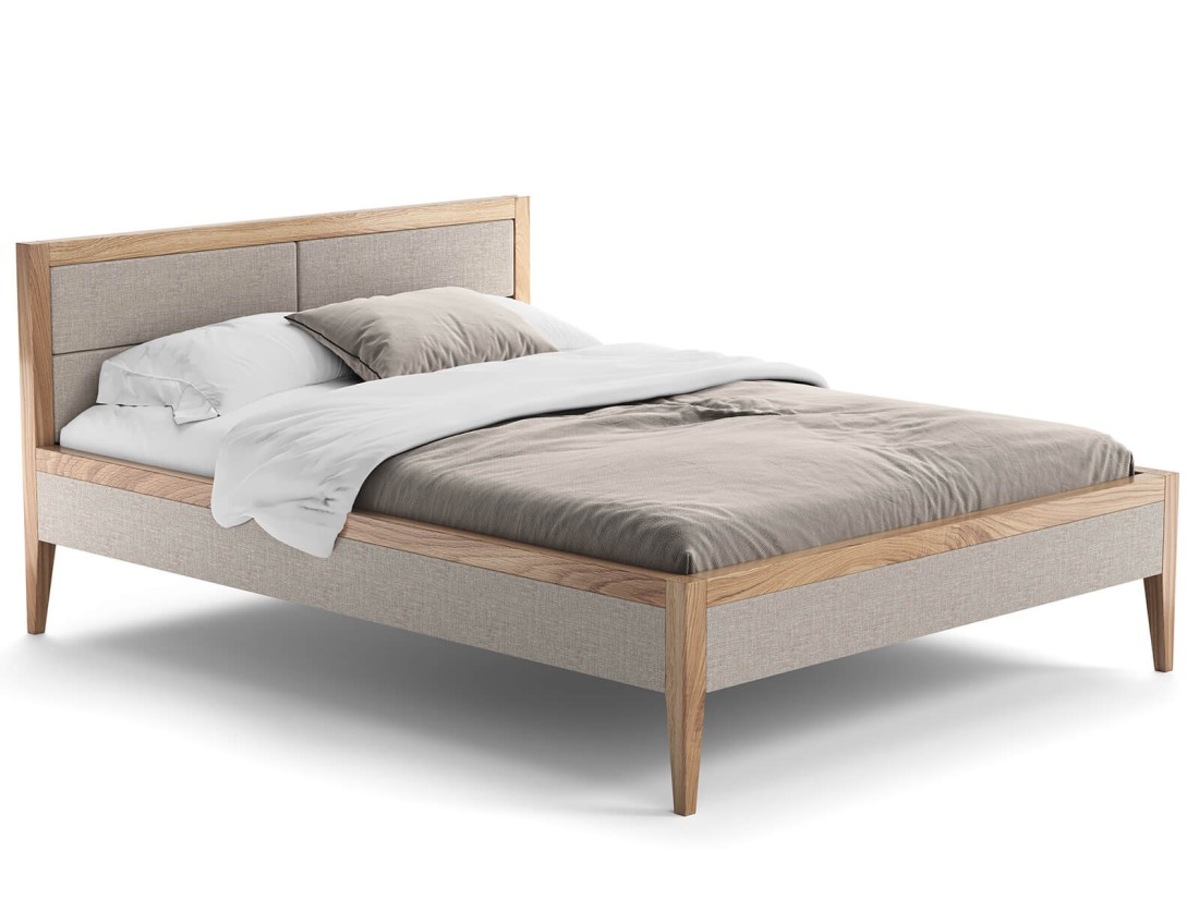 Letto in rovere 160x200cm imbottito Belagio Beige