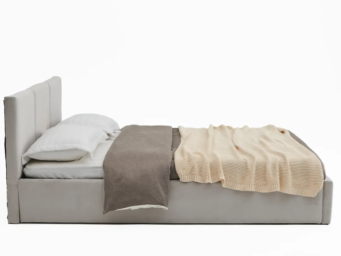 Letto matrimoniale 180x200 imbottito con contenitore TOP line 7 Velvet Grigio
