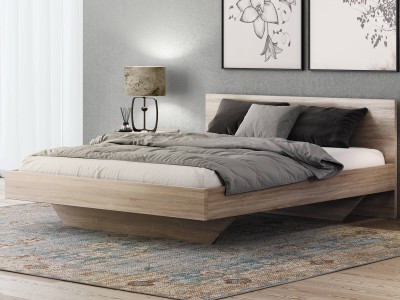 Letto levitante 160x200 rovere sonoma DM2 realizzato con pannello per mobili