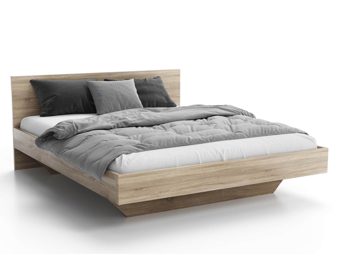 Letto levitante 120x200 rovere sonoma DM2 realizzato con pannello per mobili