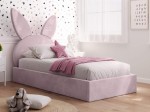 Letto imbottito per bambini 90x200 con struttura in velluto rosa Kids Line 2 Coniglio