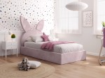 Letto imbottito per bambini 90x200 con struttura in velluto rosa Kids Line 2 Coniglio