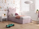 Letto imbottito per bambini 90x200 con struttura in velluto rosa Kids Line 1 Orsacchiotto