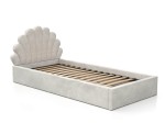 Letto imbottito per bambini 90x200 con struttura in velluto grigio Kids Line 3 conchiglia di mare